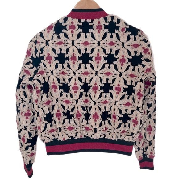 NWOT Patterned Textured Bomber Jacket Size 2 - Picture 7 of 11